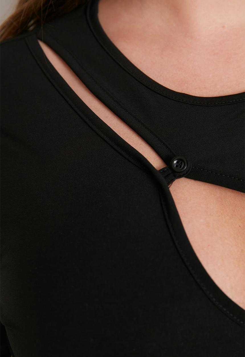 Trendyol - Plus cutout detail bodysuit - black