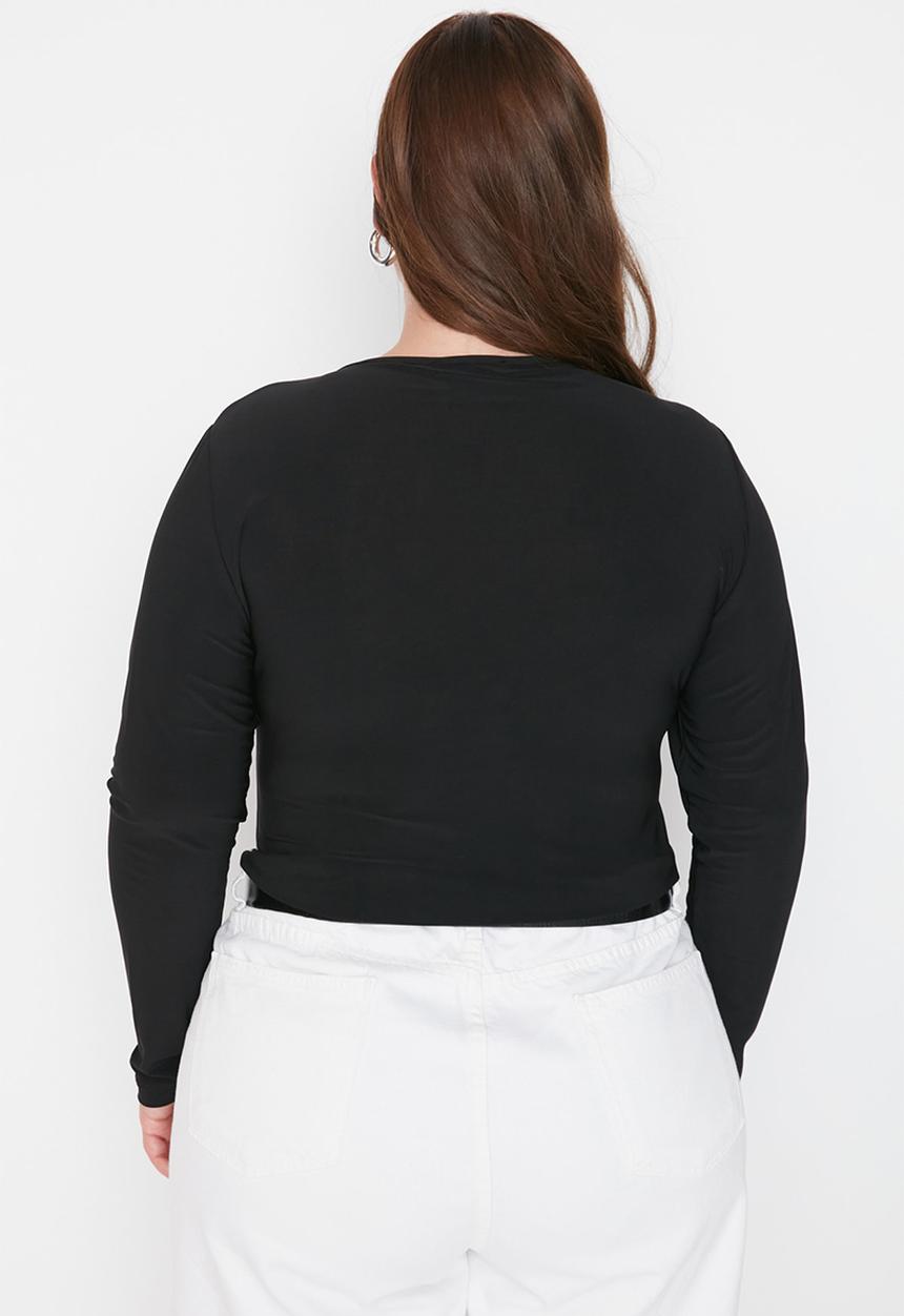 Trendyol - Plus cutout detail bodysuit - black