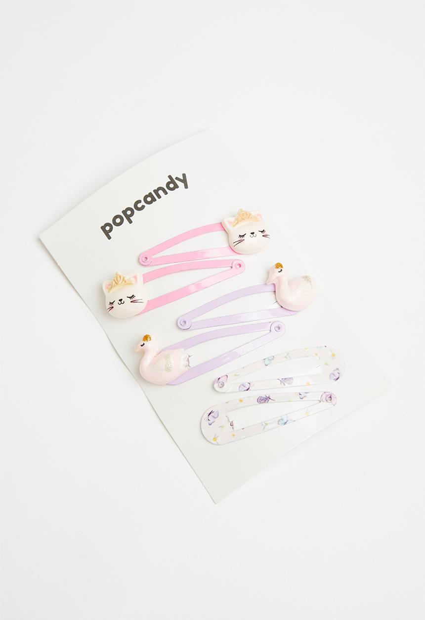 Pop Candy - Girls 6 pack hair clips - pink & purple 