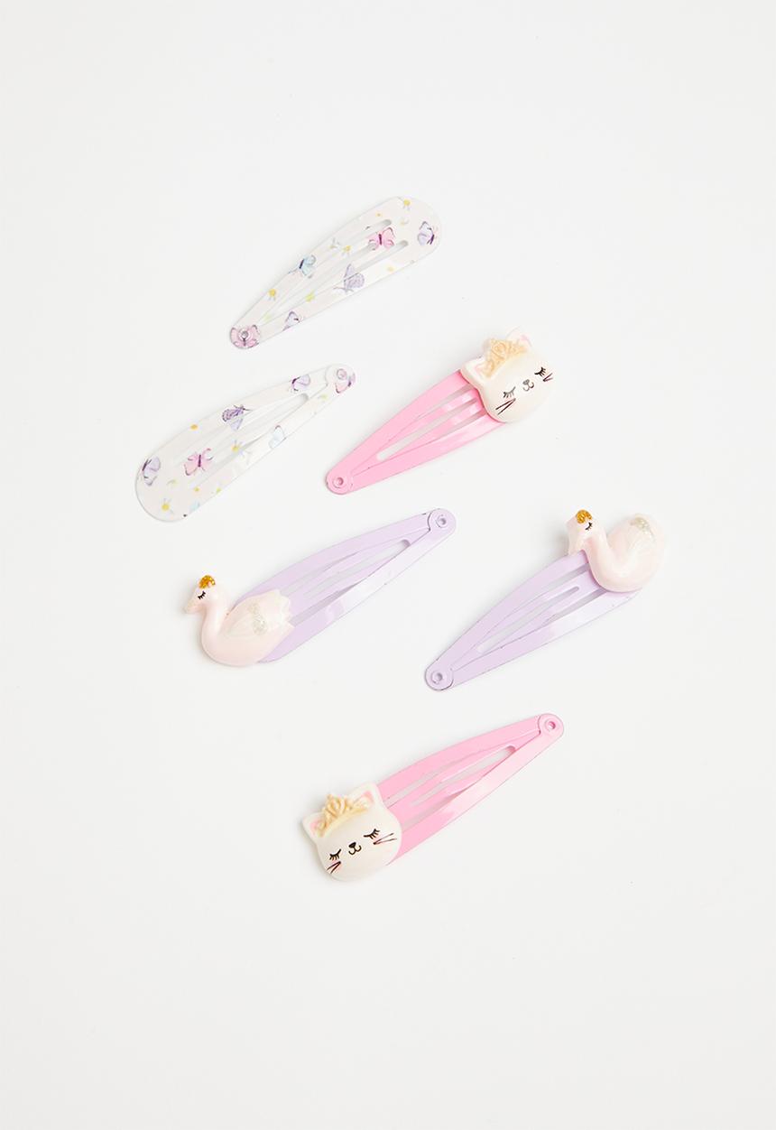 Pop Candy - Girls 6 pack hair clips - pink & purple 