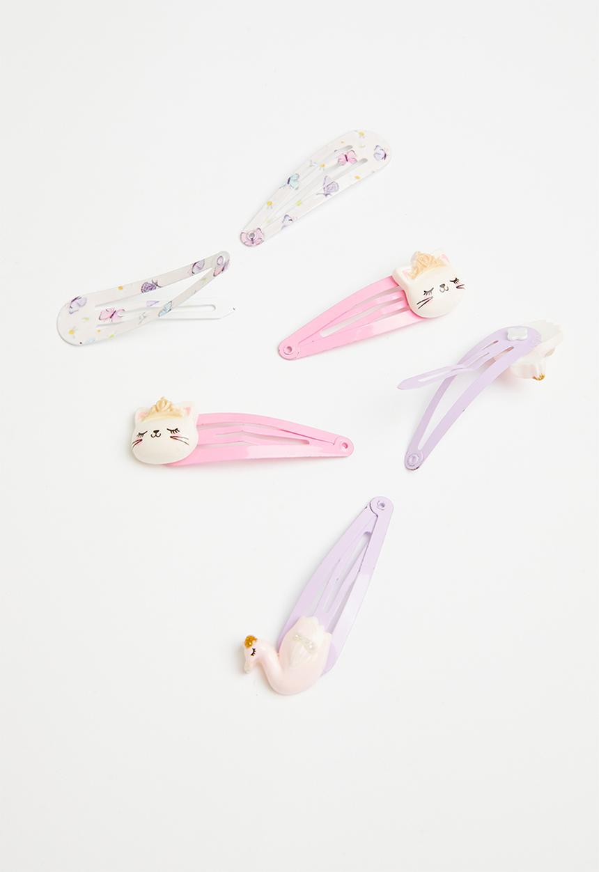 Pop Candy - Girls 6 pack hair clips - pink & purple 