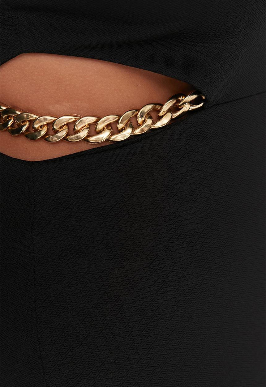 Trendyol - Plus waist chain cutout detail dress - black