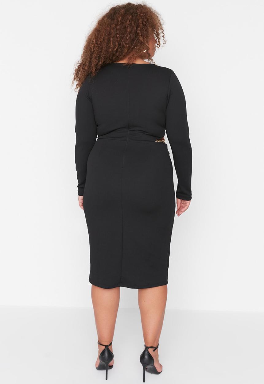 Trendyol - Plus waist chain cutout detail dress - black