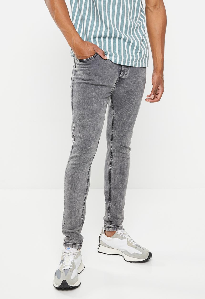 Brave Soul - Mjn-jacegrey acid wash skinny - charcoal