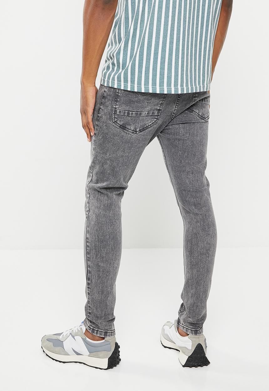 Brave Soul - Mjn-jacegrey acid wash skinny - charcoal