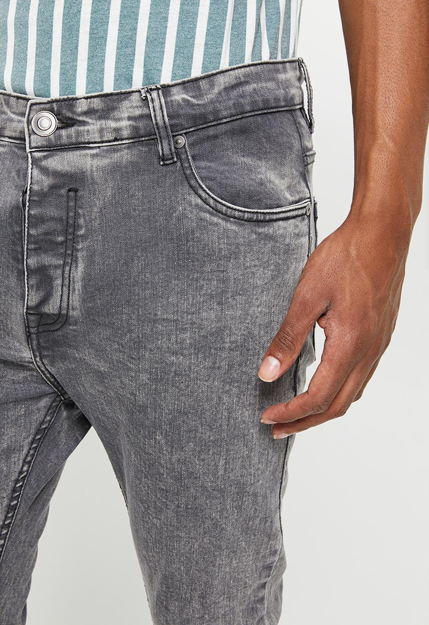 Brave Soul - Mjn-jacegrey acid wash skinny - charcoal