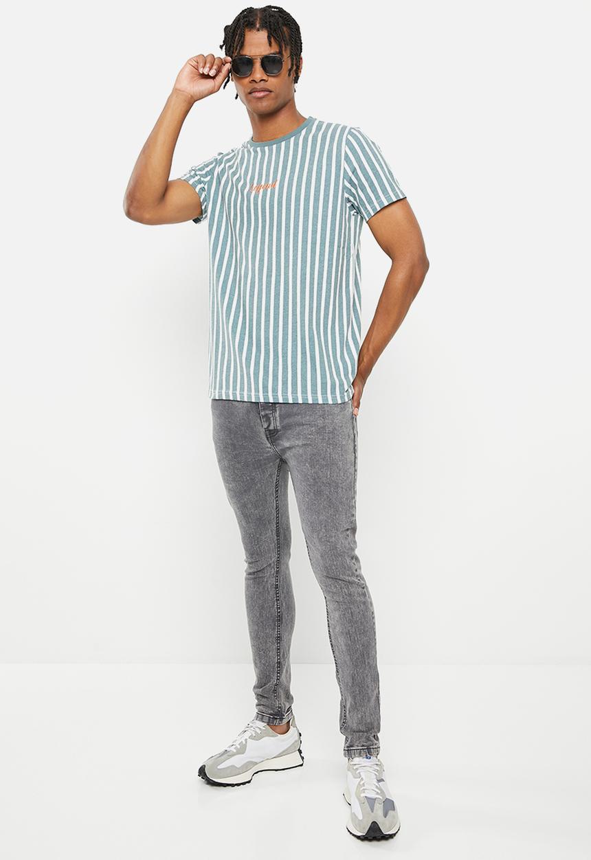 Brave Soul - Mjn-jacegrey acid wash skinny - charcoal