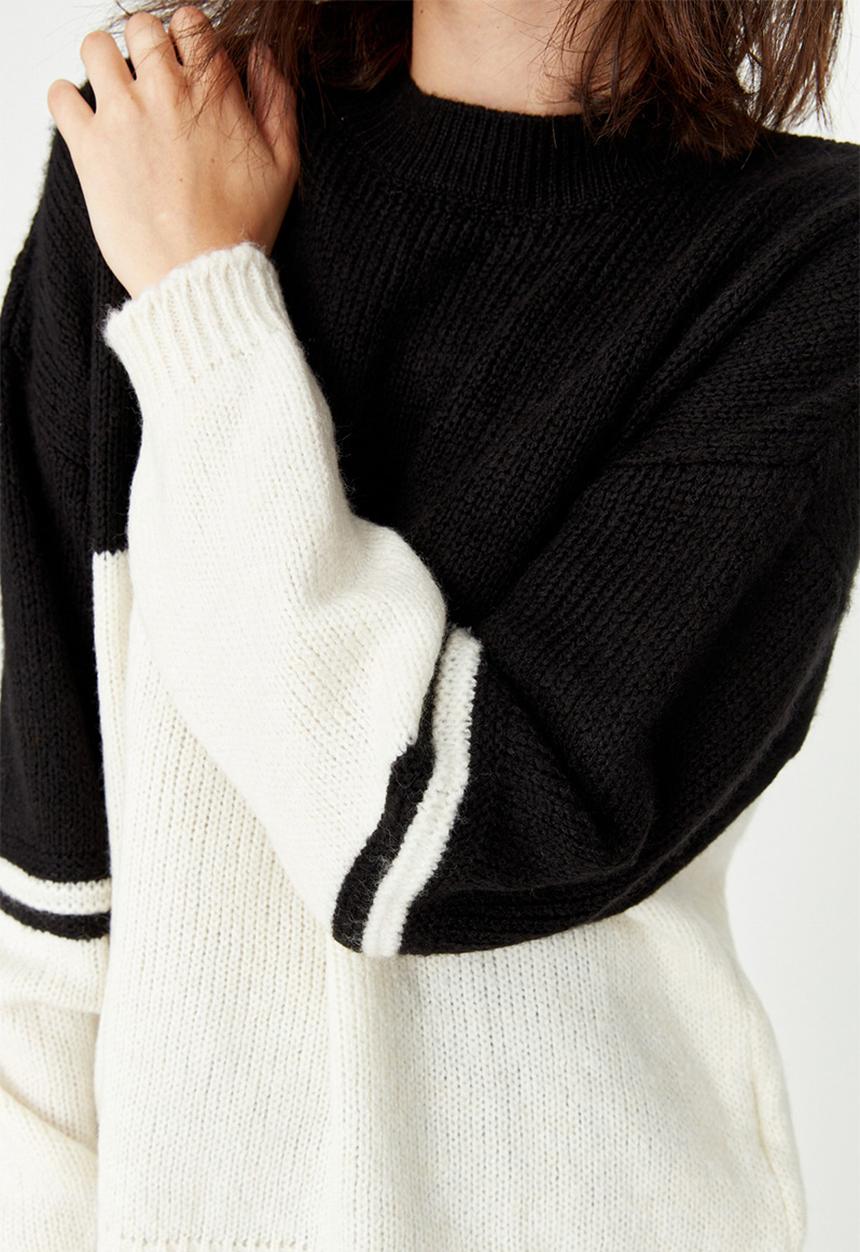 Trendyol - Colour block knit sweater - black