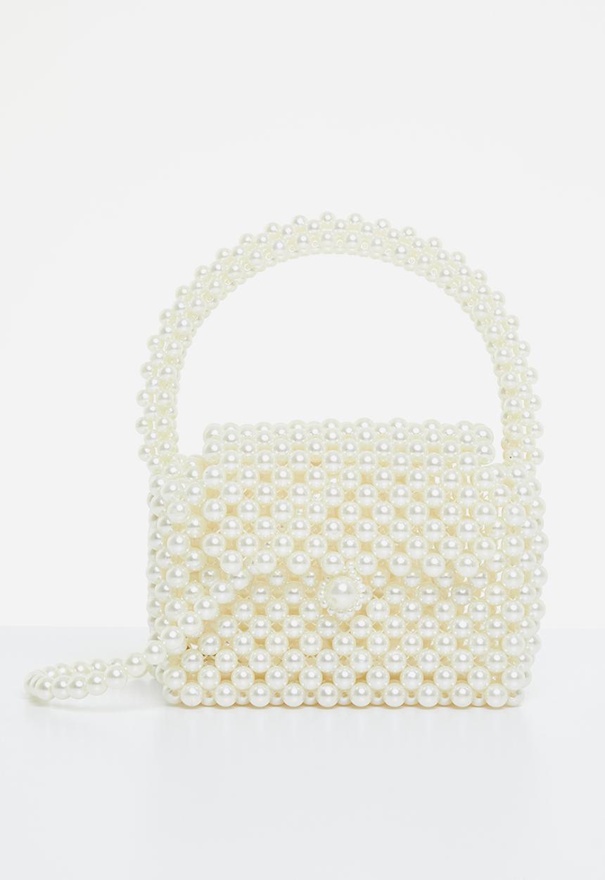 Tessa Design - Tessa pearl beaded clutch bag - white