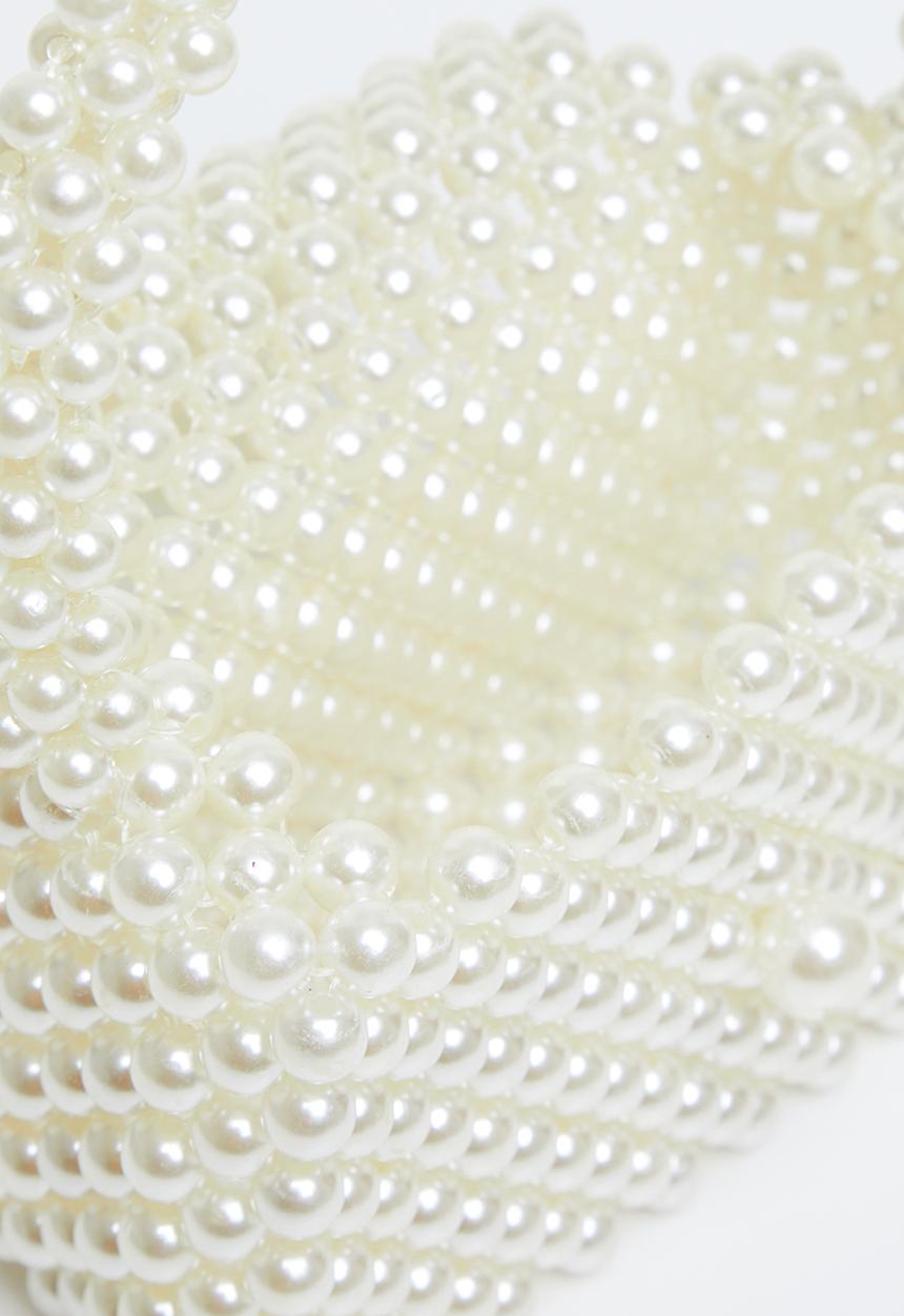 Tessa Design - Tessa pearl beaded clutch bag - white