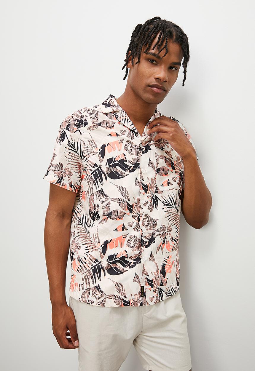 STYLE REPUBLIC - Regular fit floral print short sleeve reverse collar shirt - multi