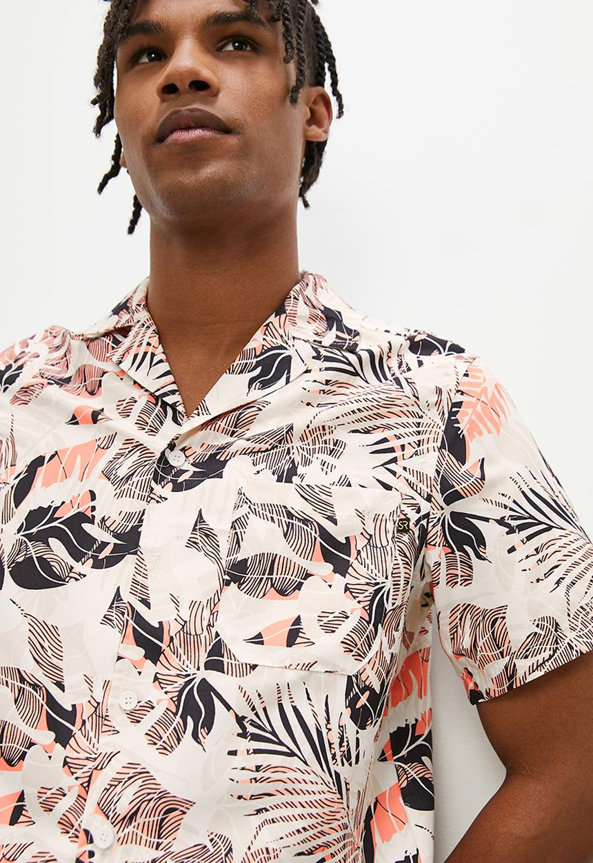 STYLE REPUBLIC - Regular fit floral print short sleeve reverse collar shirt - multi