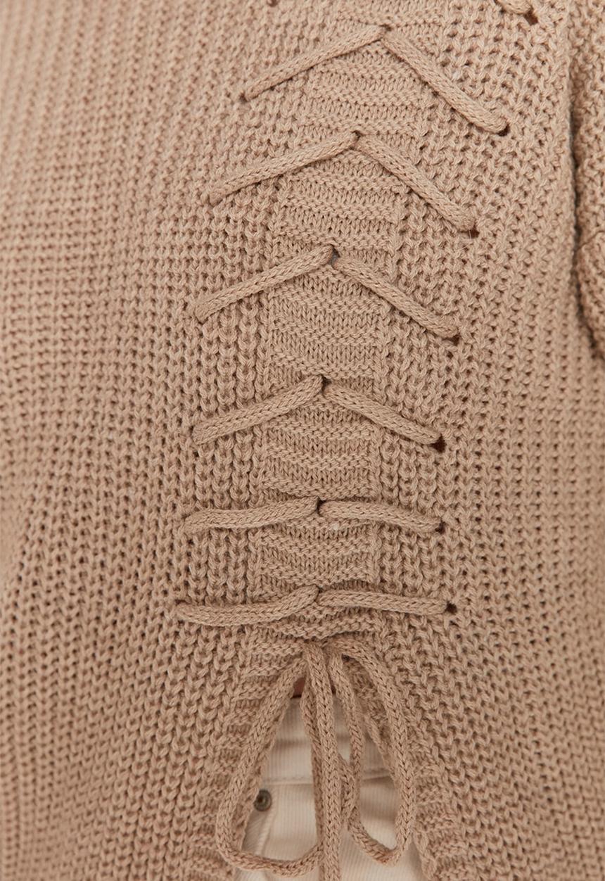Trendyol - Lace detailed knit sweater - beige