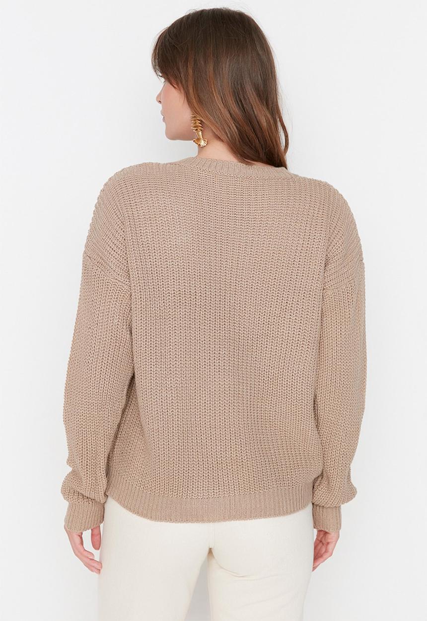 Trendyol - Lace detailed knit sweater - beige