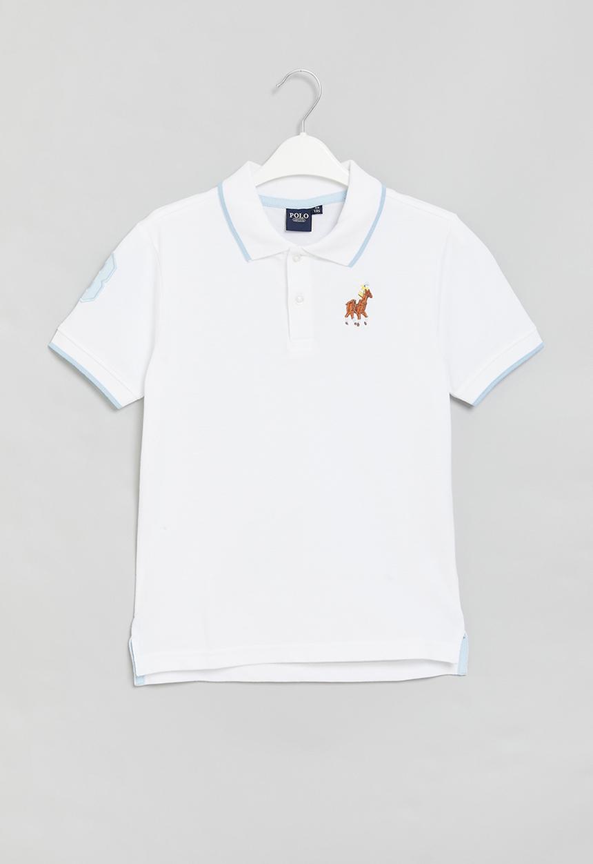 POLO - Boys numerical short sleeve golfer - white