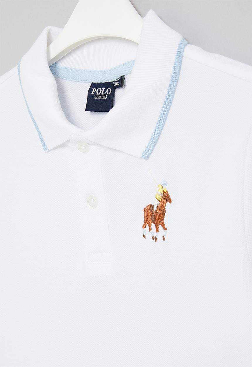 POLO - Boys numerical short sleeve golfer - white