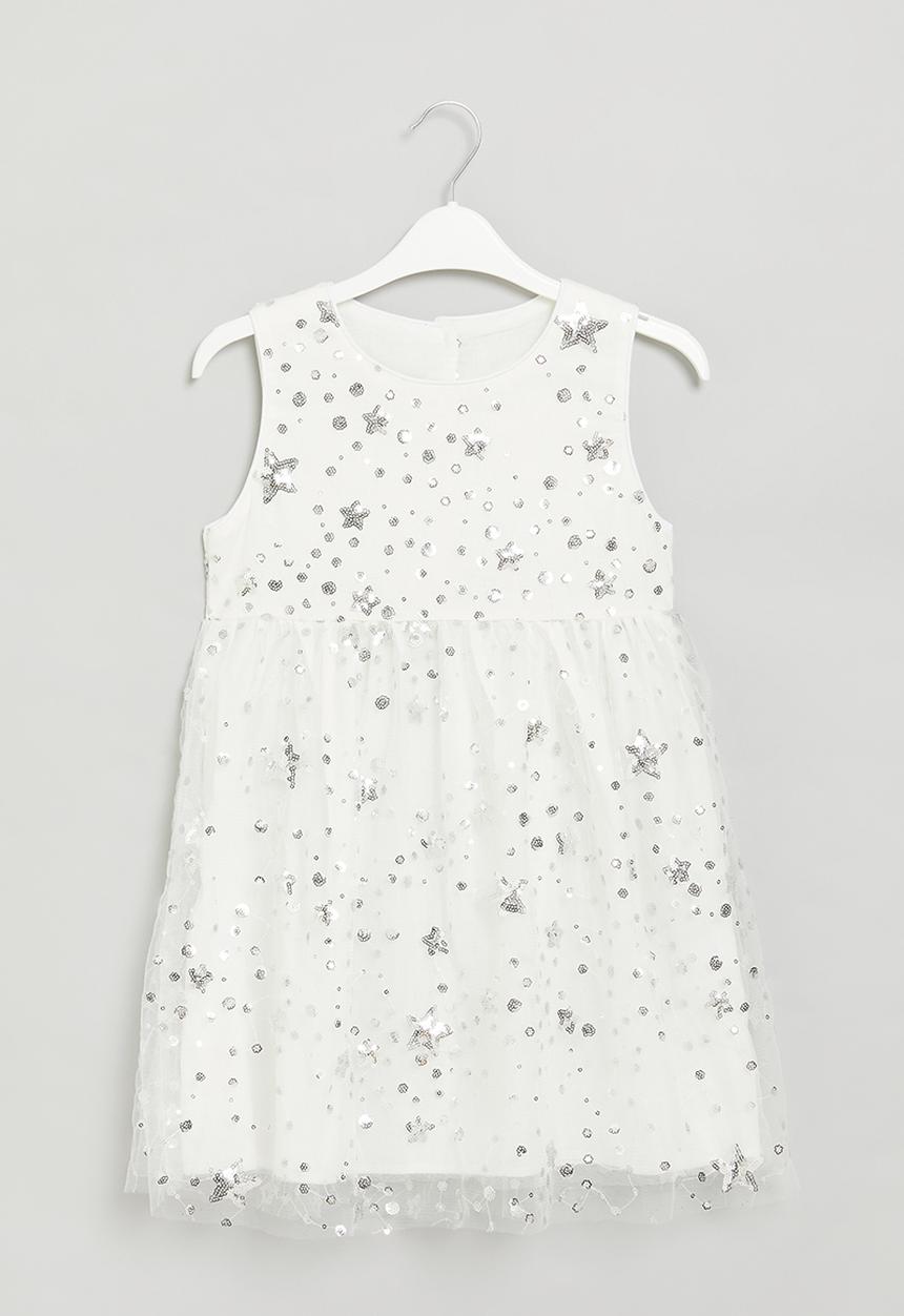 Pop Candy - Girls star dress - white