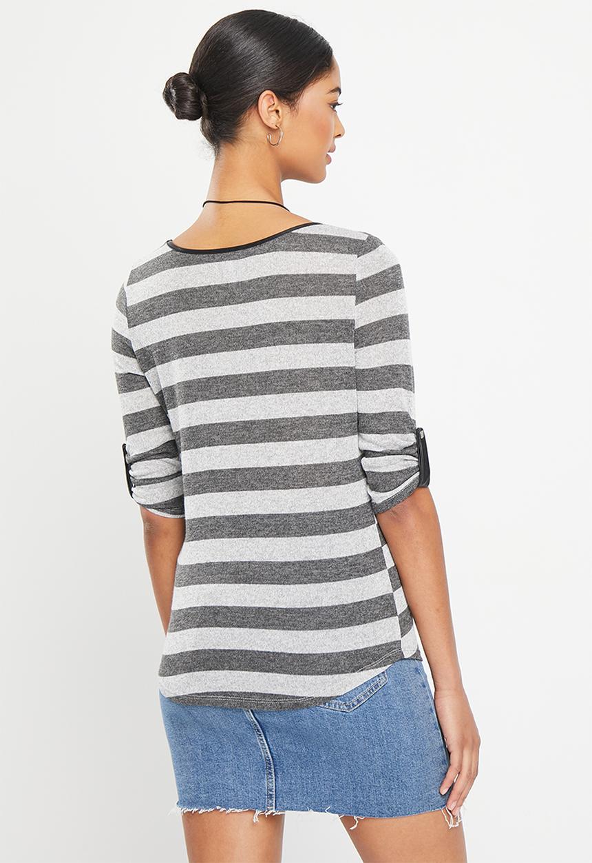 HAILYS - T-shirt - grey marle stripe