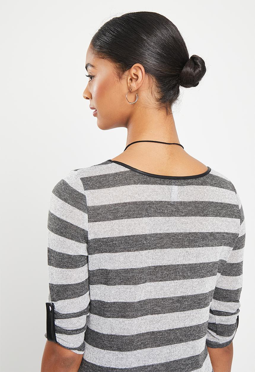 HAILYS - T-shirt - grey marle stripe