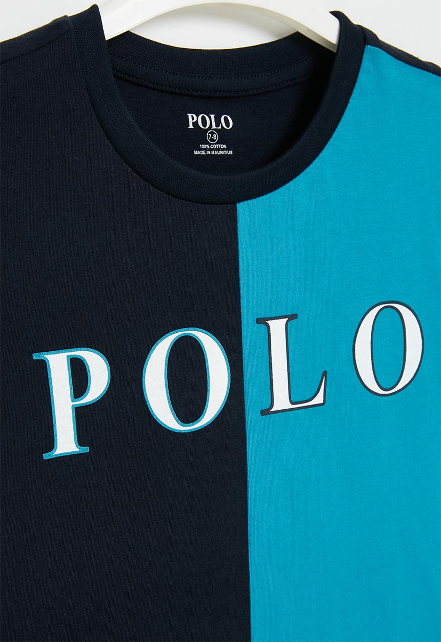POLO - Boys colour blocked tee - navy