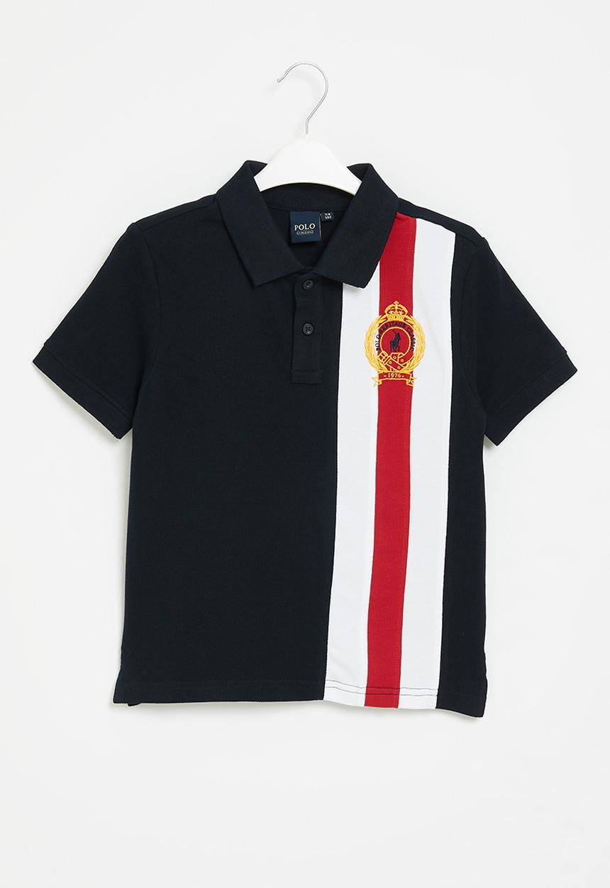 POLO - Boys equestrian short sleeve golfer - navy & red
