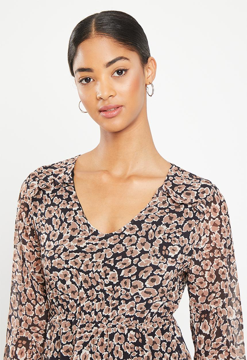 HAILYS - Midi dress - black & brown