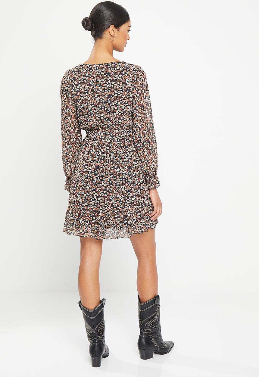 HAILYS - Short dress - black & brown