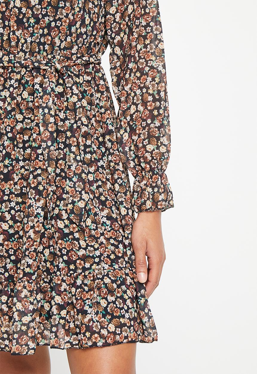 HAILYS - Short dress - black & brown