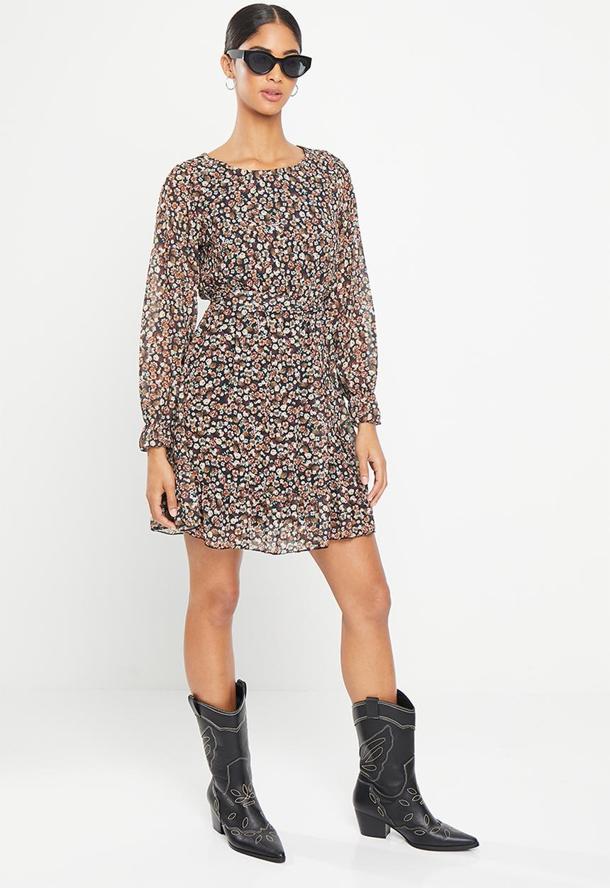 HAILYS - Short dress - black & brown