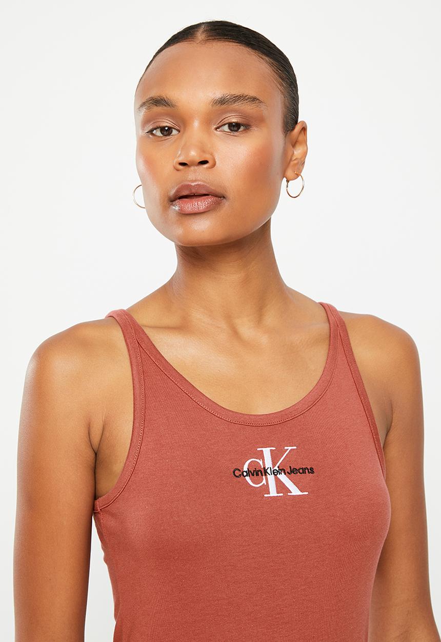 Calvin Klein - Logo strappy maxi dress - terracotta tile