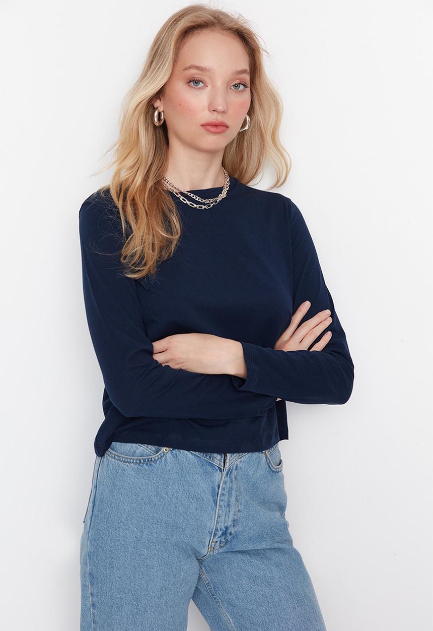 Trendyol - 2-Pack basic long sleeve T-shirt - navy/white