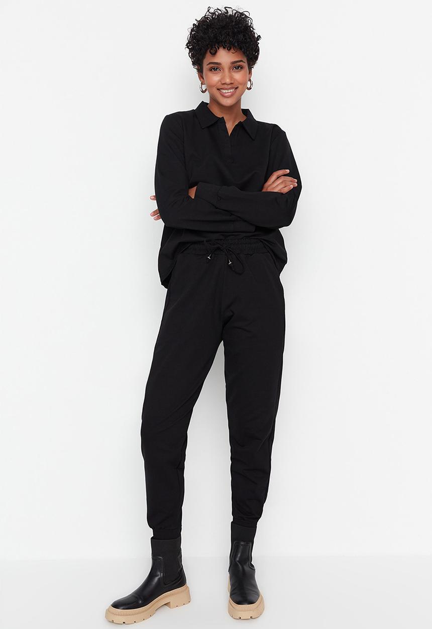 Trendyol - Polo collar slim fit tracksuit set - black