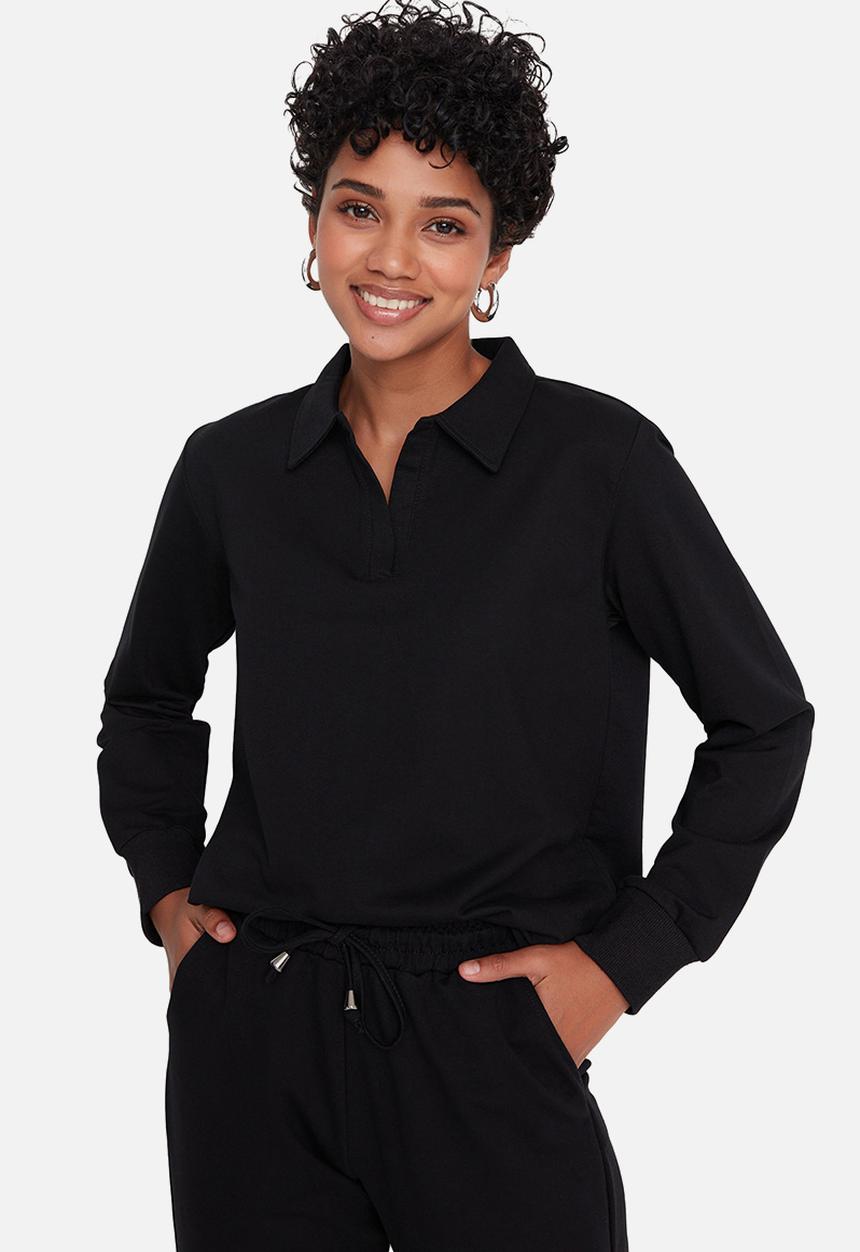 Trendyol - Polo collar slim fit tracksuit set - black