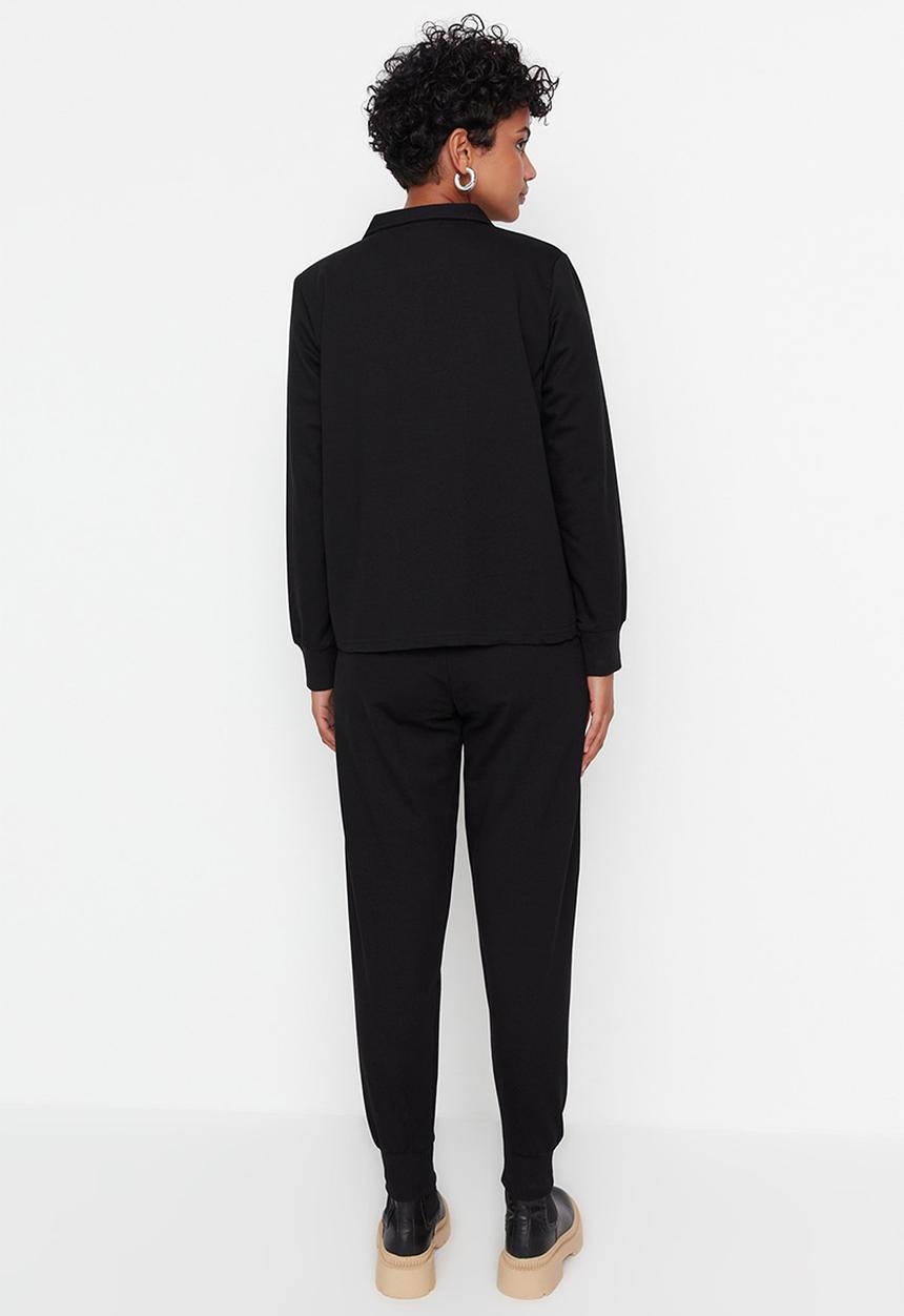 Trendyol - Polo collar slim fit tracksuit set - black
