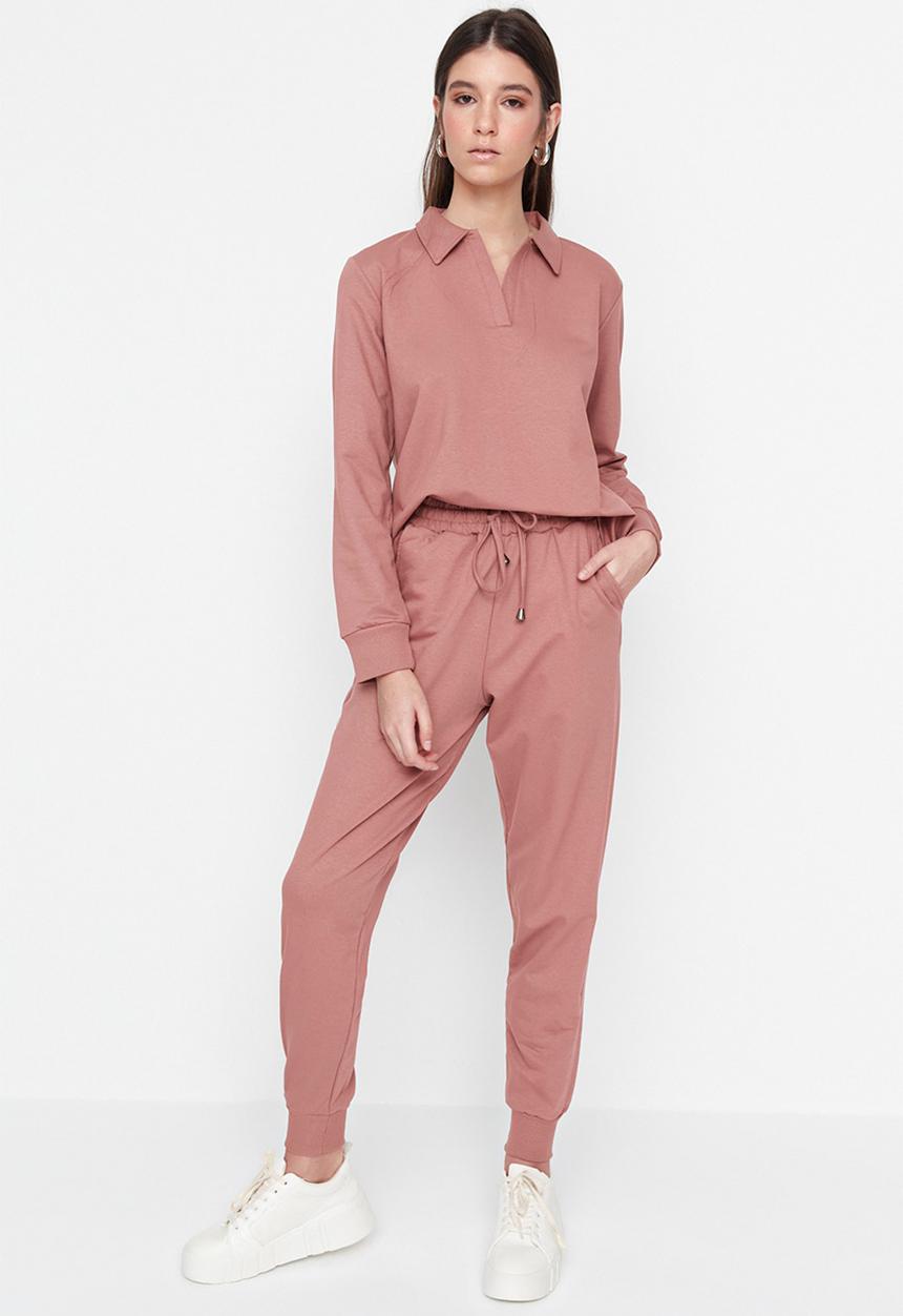 Trendyol - Polo collar slim fit tracksuit set - pink
