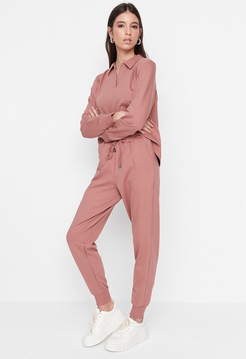 Trendyol - Polo collar slim fit tracksuit set - pink