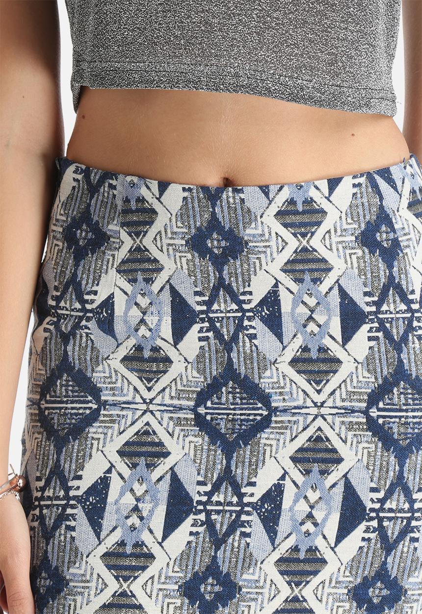 Lola May - Woven Aztec Curved Hem Skirt
