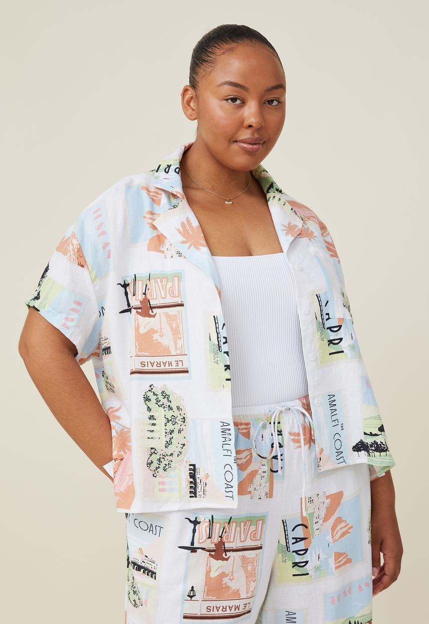Cotton On - Curve haven short sleeve shirt - postcard print