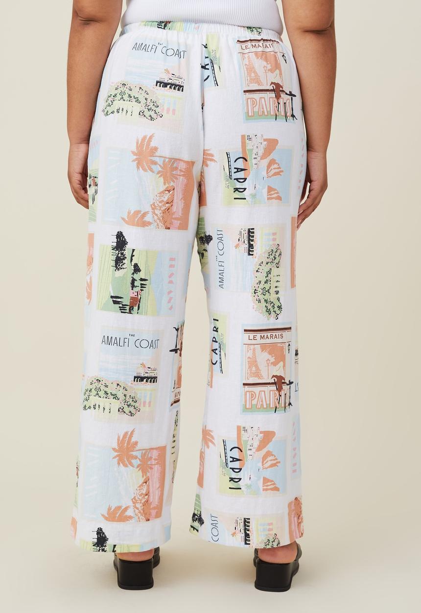 Cotton On - Curve haven wide leg pant - postcard print