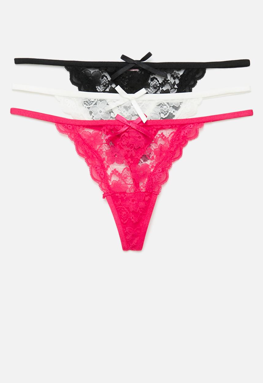 Hunkemoller - 3-Pack mini string thong - black