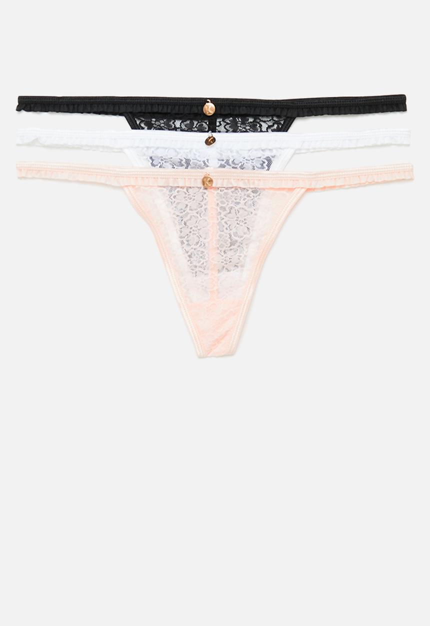 KANGOL - 3 pack thongs - pearly peach & white
