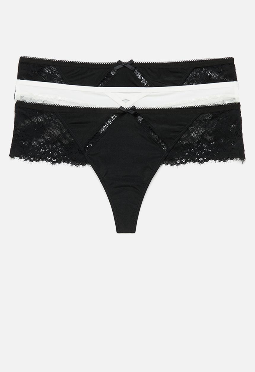 Hunkemoller - 3-Pack yvenne boxerstring - black