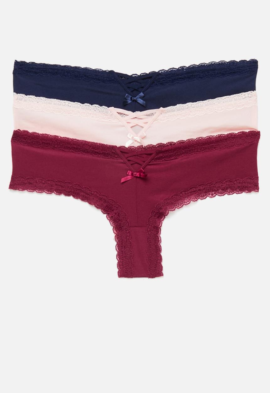 Hunkemoller - 3-Pack vixen v-shape brasilian - blue