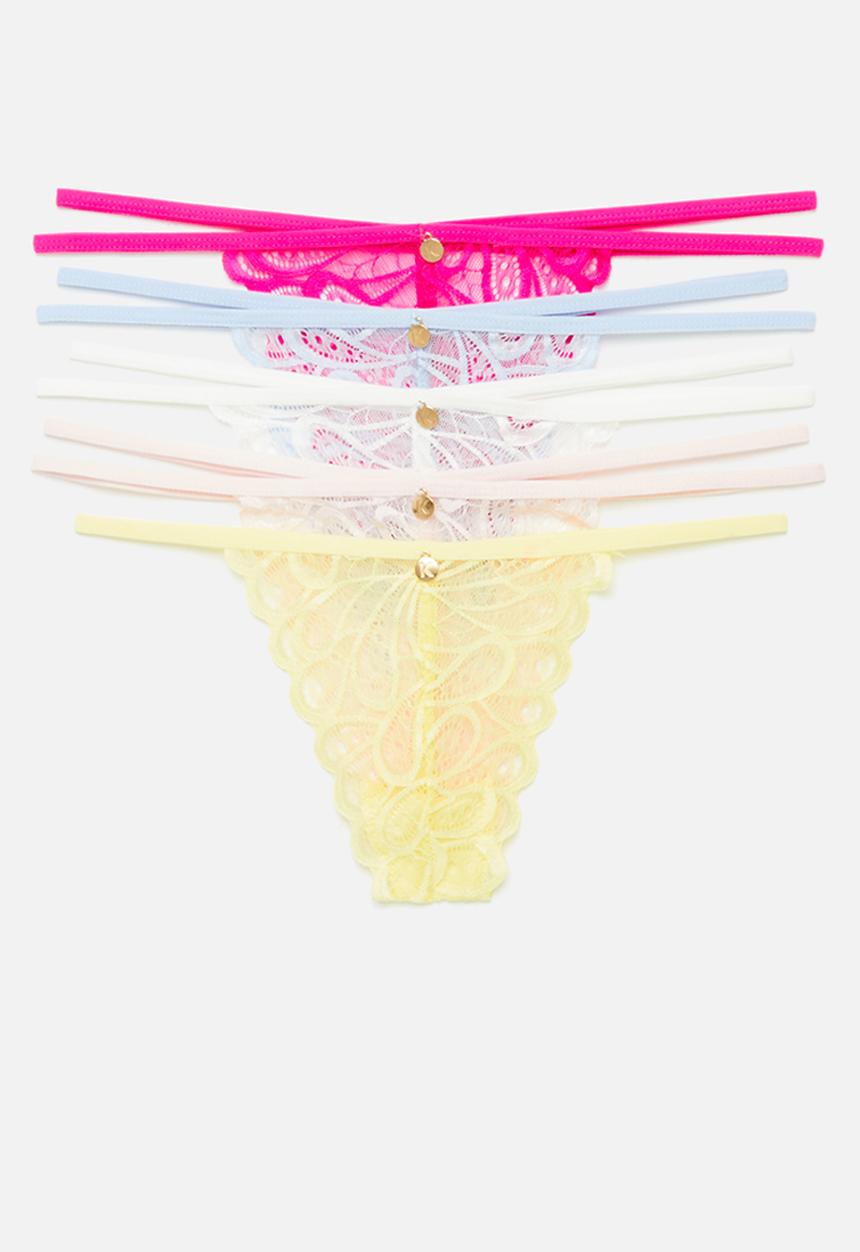 KANGOL - 5 pack galloon lace t-string - multi