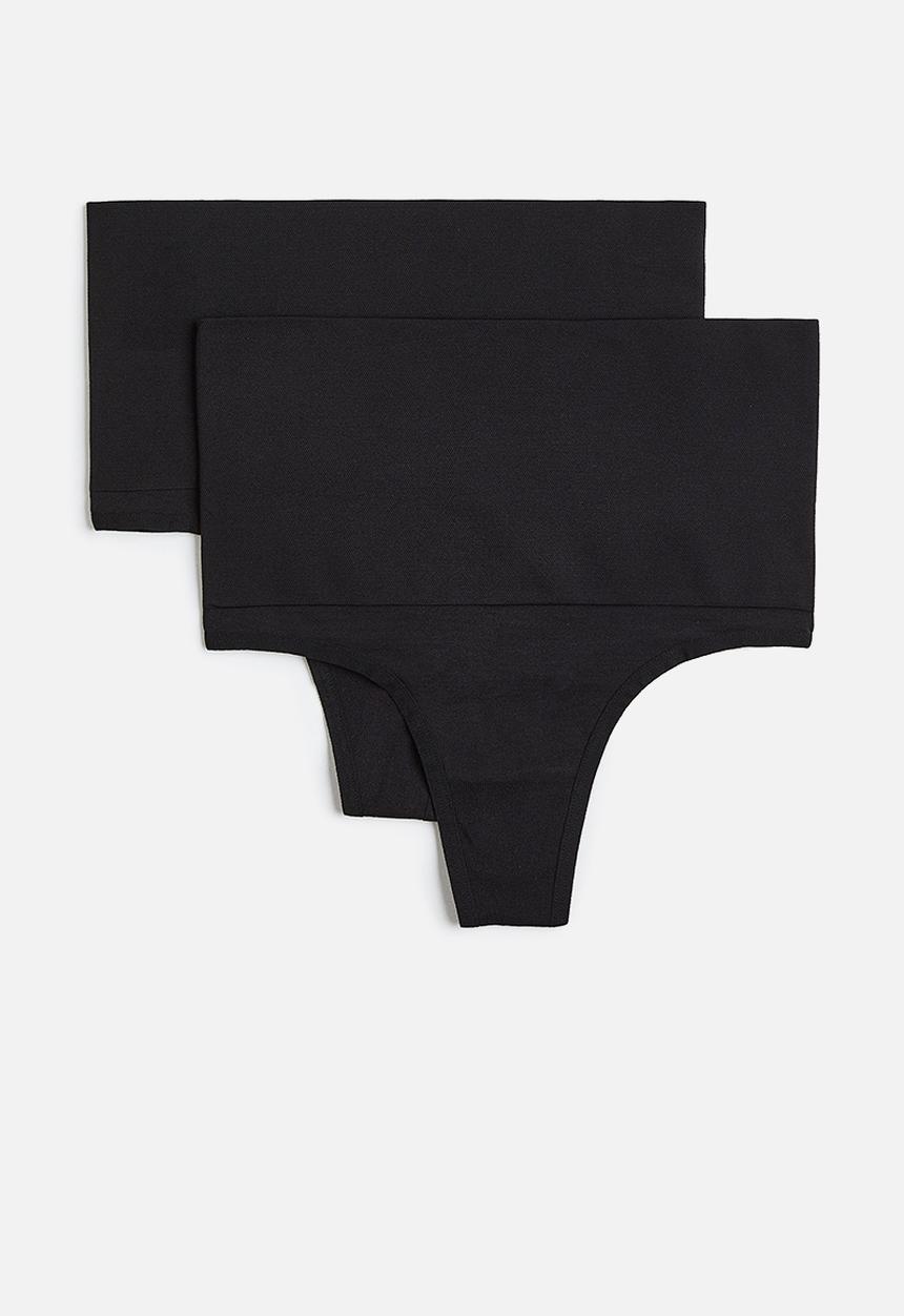 H&M - 2-Pack medium shaping thongs - black