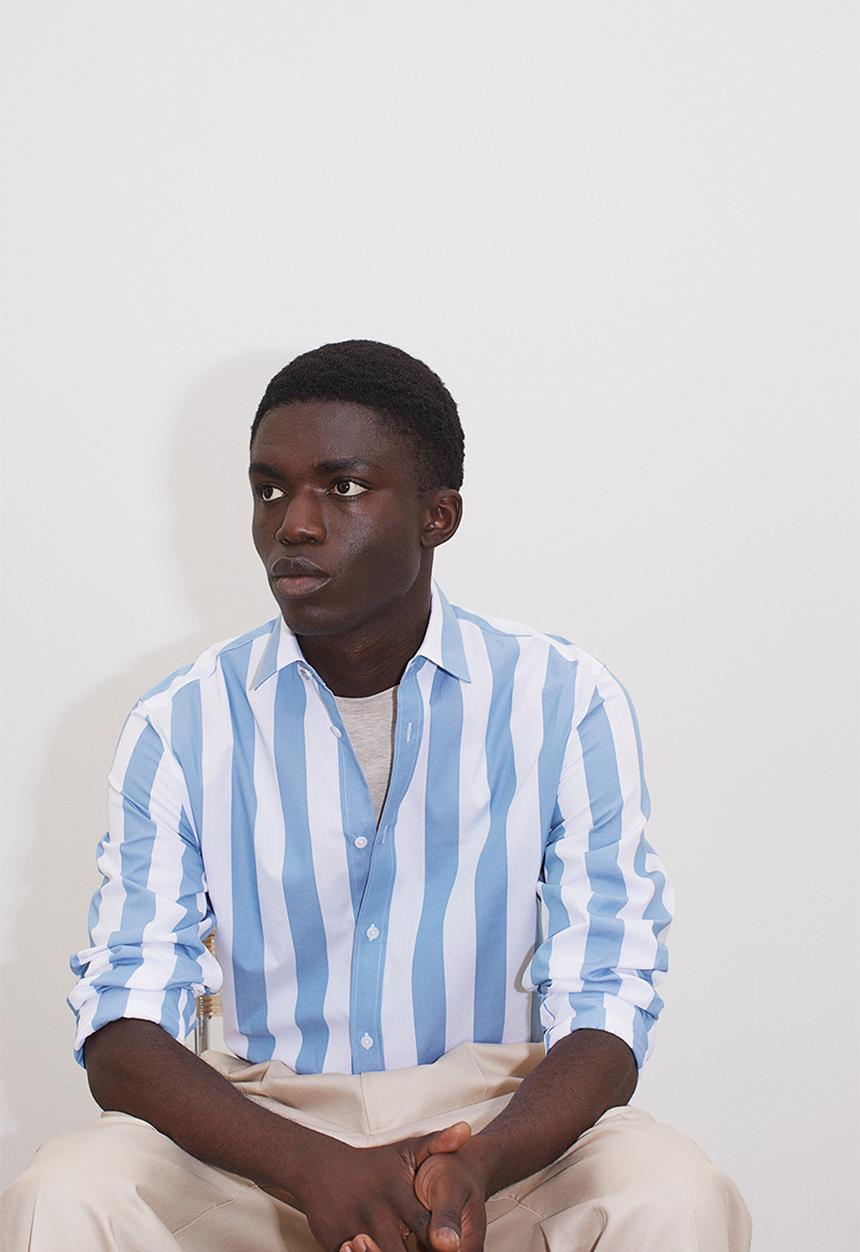 H&M - Regular fit shirt - light blue & white striped