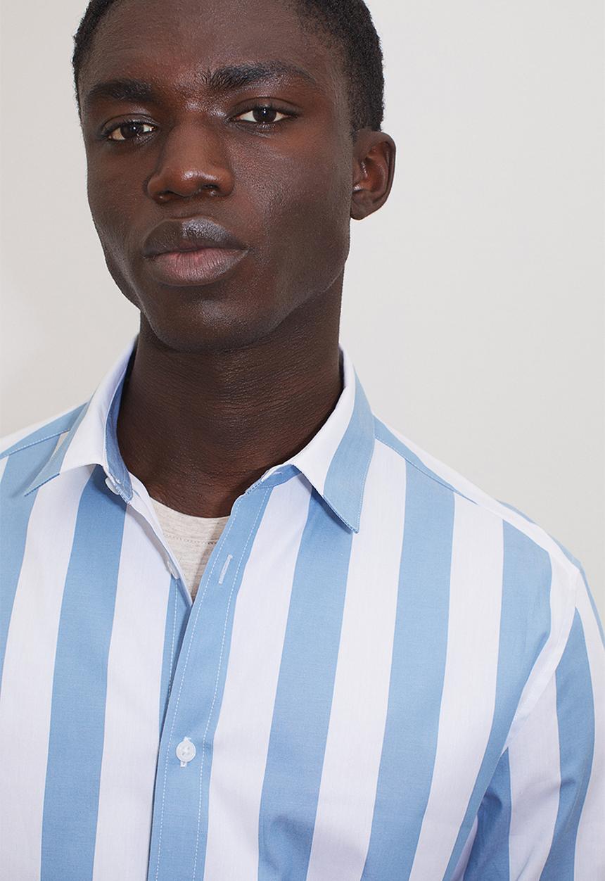 H&M - Regular fit shirt - light blue & white striped