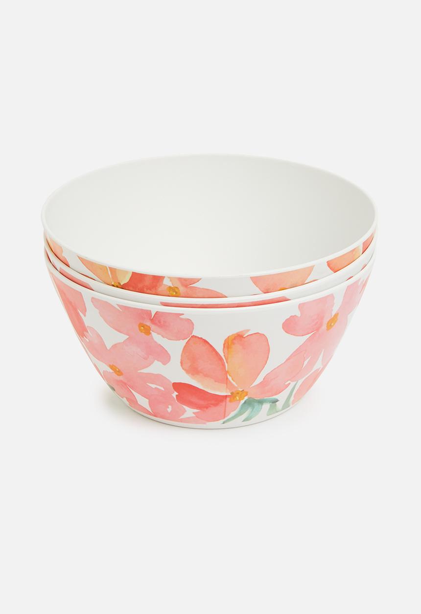 Excellent Houseware - Rose melamine serving bowl set of 3-pink