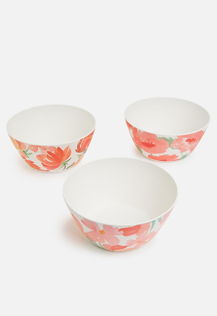 Excellent Houseware - Rose melamine serving bowl set of 3-pink
