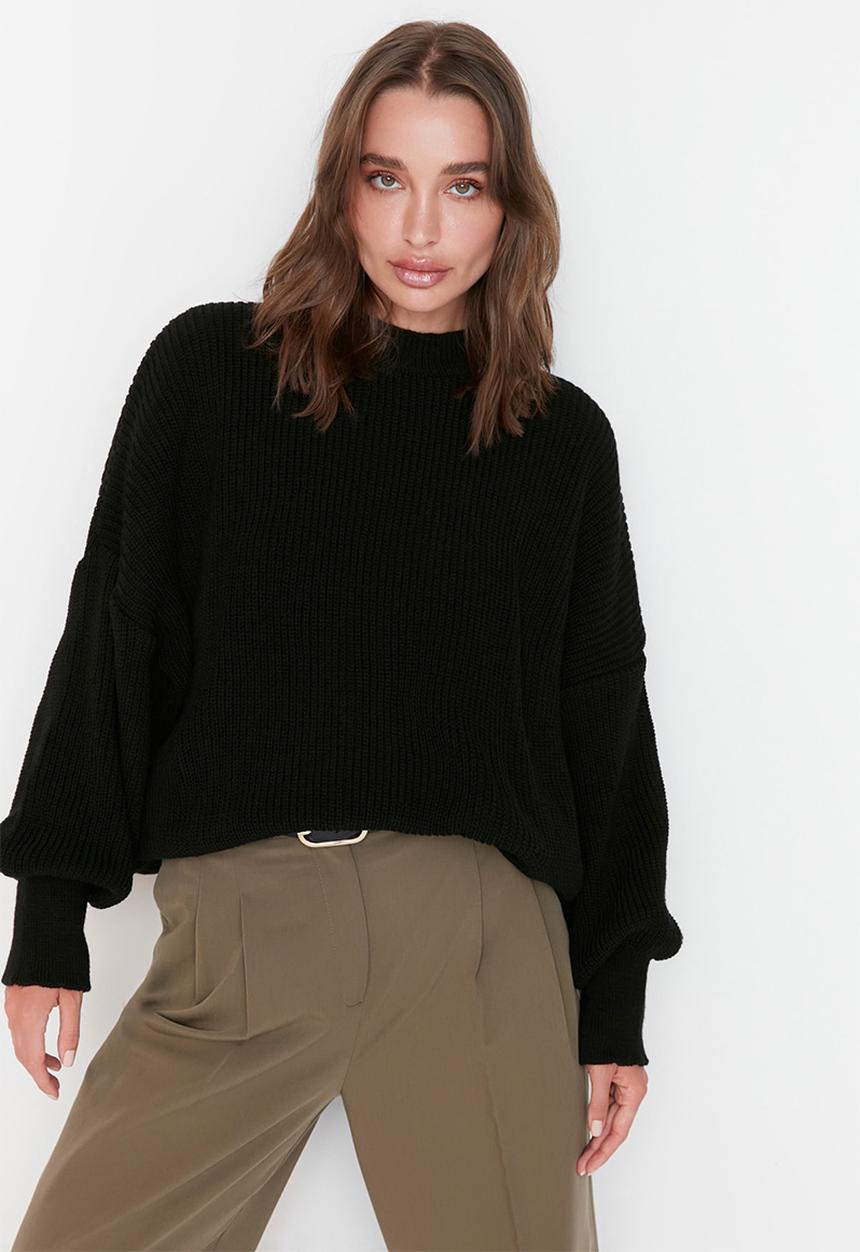 Trendyol - Oversized knit sweater vest - black